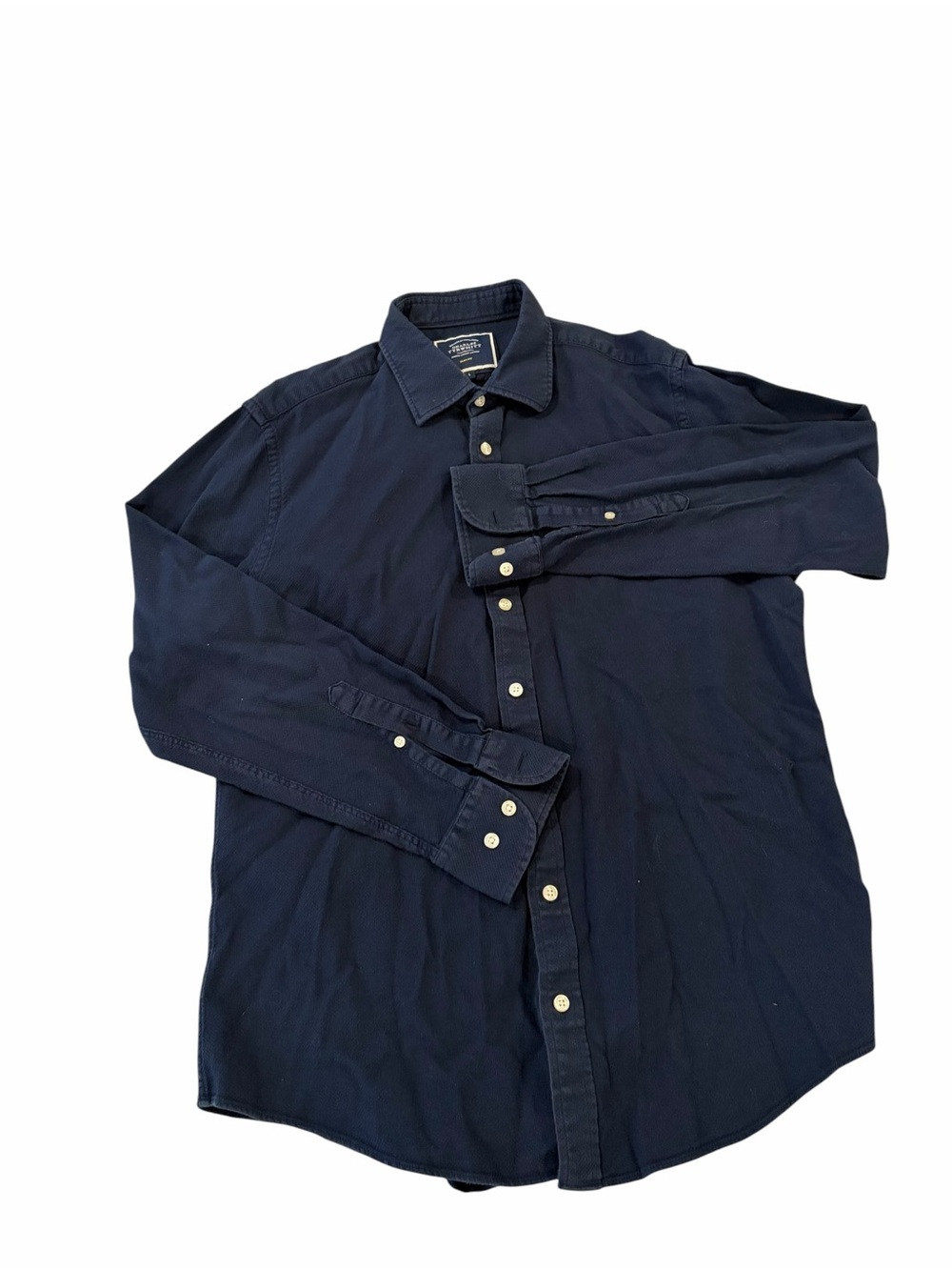 Charles Tyrwhitt Slim Fit Pique Polo Shirt Blue Long Sleeve Men’s Large